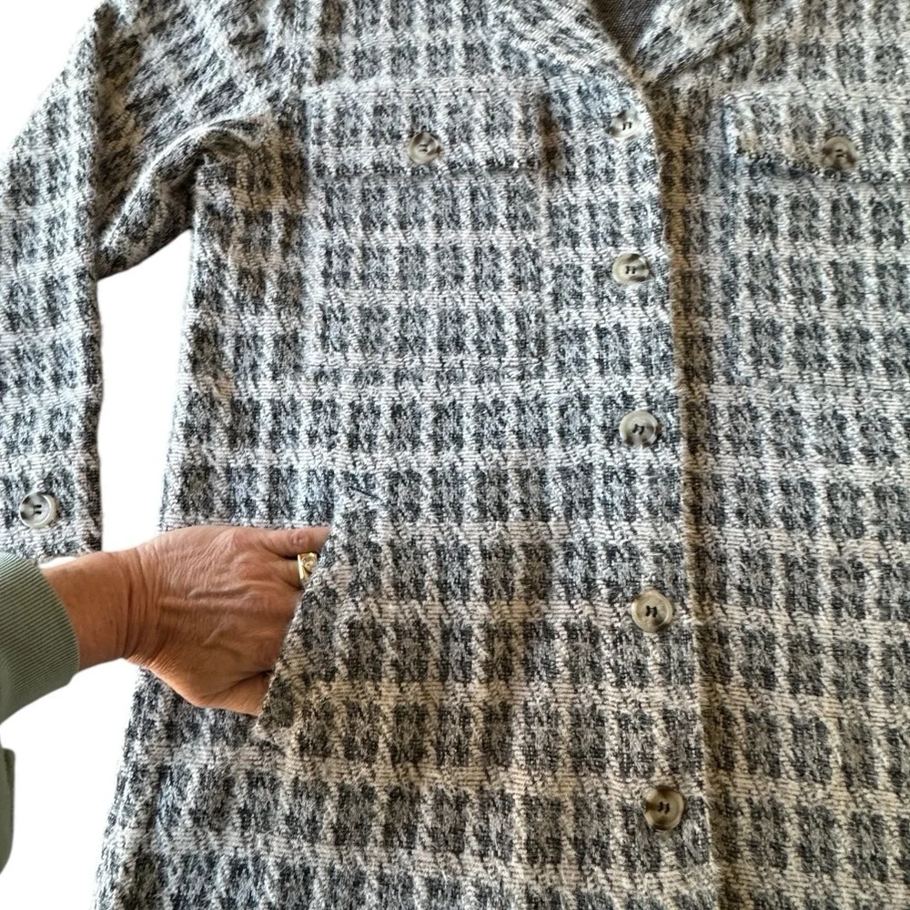 Liverpool Heather Houndstooth Fuzzy Button Front Boxy Jacket Women's Large - Picture 13 of 16